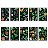 TAZEMAT 10 Blatt Halloween Temporäre Tattoos Fluoreszierende wasserdichte Tattoo