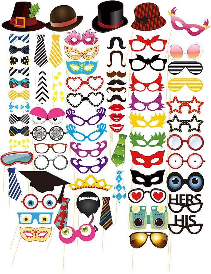 OUR Fashion Photo Booth Props 76 PCS DIY Kit for Wedding Birthday