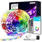 VOLIVO LED Strip Lights for Bedroom 200ft, Smart Bluetooth RGB Light Strips with App Control & Music Sync, Color Changing LED Lights for Room, Home, Party Decor