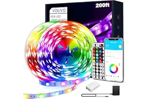 VOLIVO LED Strip Lights for Bedroom 200ft, Smart Bluetooth RGB Light Strips with App Control & Music Sync, Color Changing LED Lights for Room, Home, Party Decor