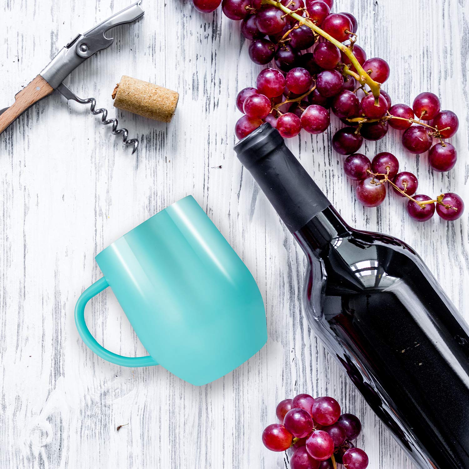 Insulated Wine Tumbler with Lid and Handle, Stainless Steel Insulated Stemless Glass Cup for Wine Water Coffee Drinks Champagne Cocktail at Home Party or Office, BPA Free