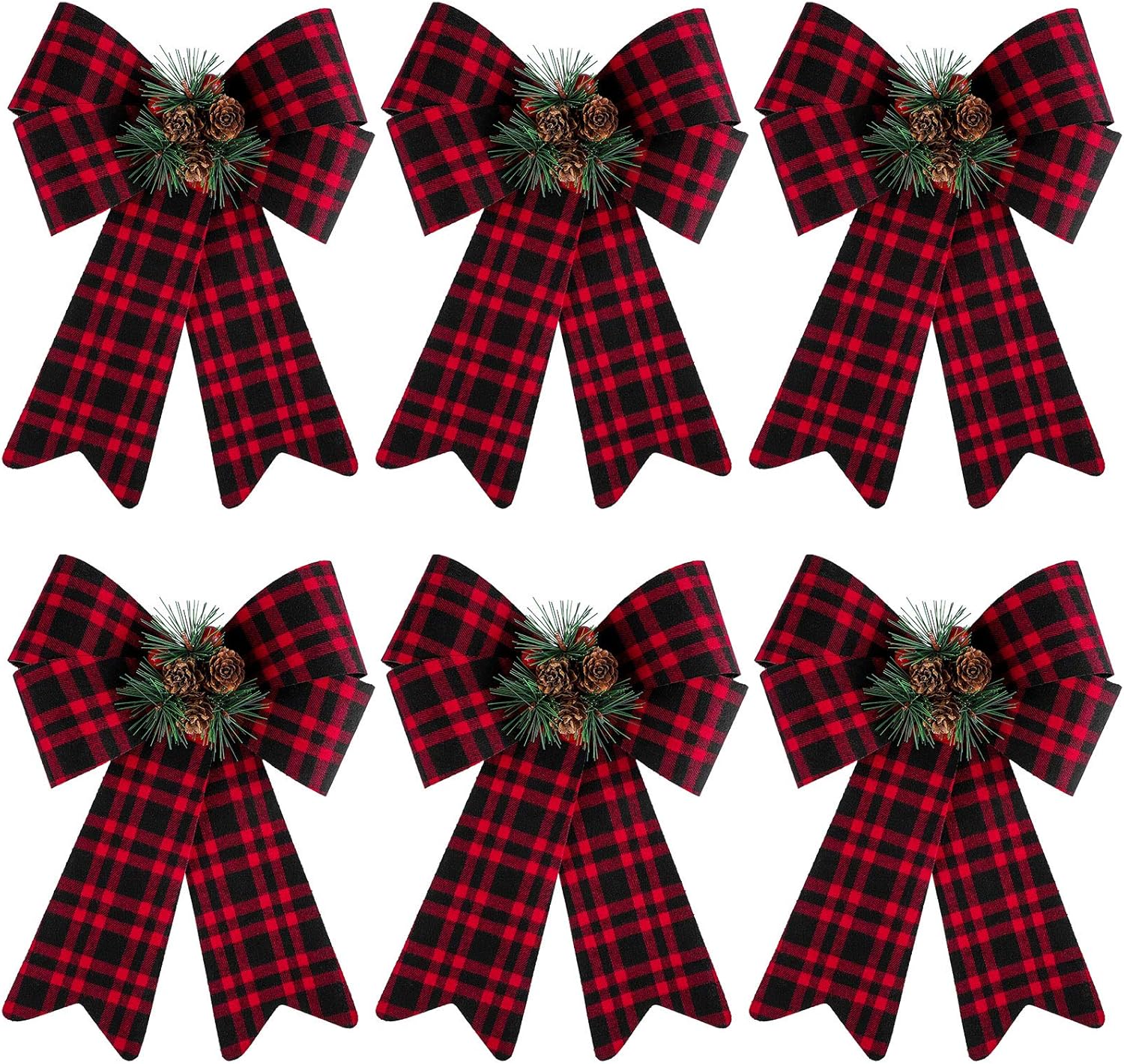 Bows & Ribbons - URATOT 6 Pack Christmas Wreaths Bows with Pinecones Needles Xmas Decorations Bows Natural Christmas Tree Bows for Holiday Decoration or DIY Crafts, 9 x 12 Inches