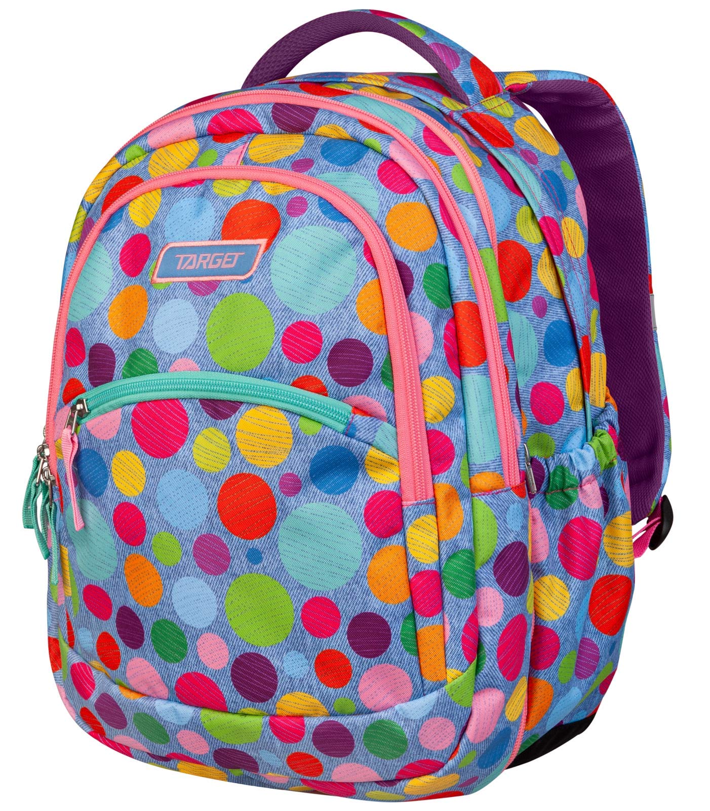 Target Backpack 2-in-1 Curved, Children's Boys School Backpack, multi-coloured, 23L, Denim Dots