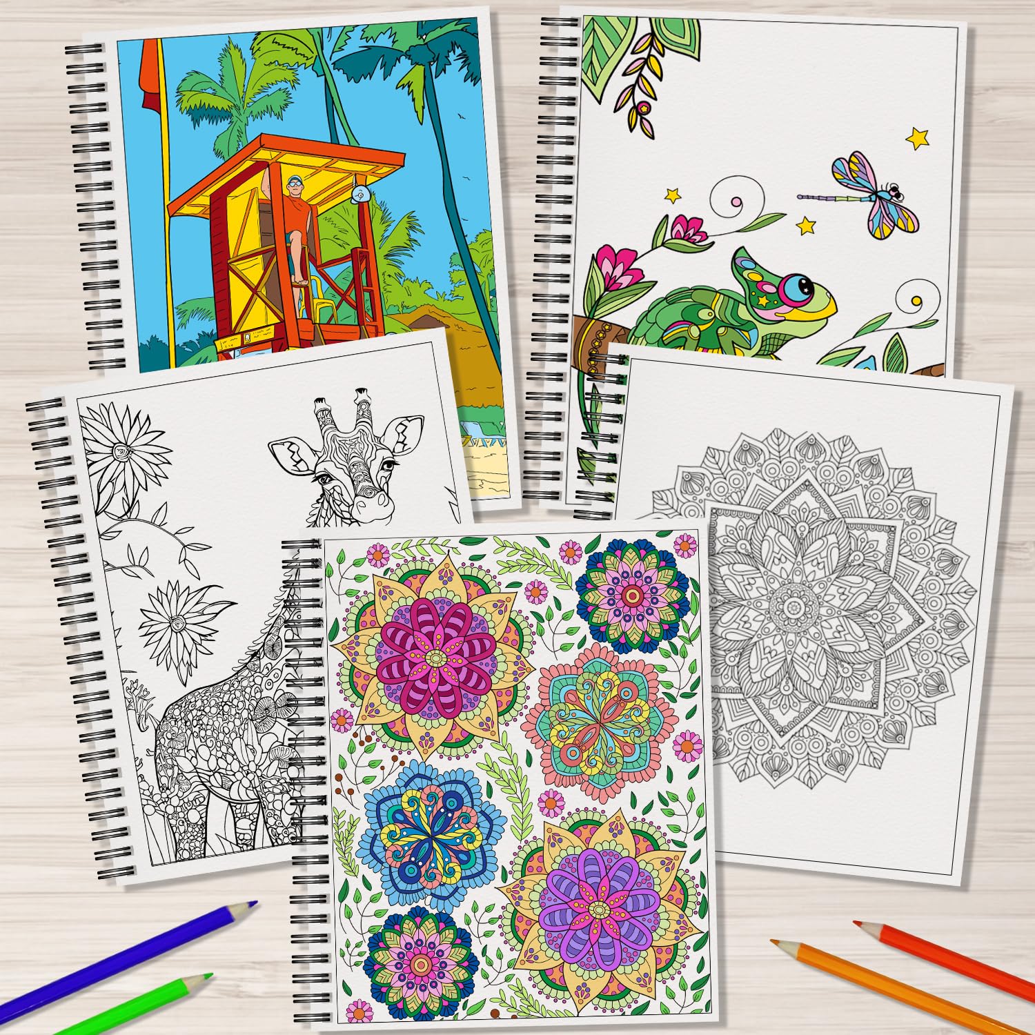 Kalysky Adult Coloring Books Set:3 Coloring Books for Adults Animal Flowers & Other Themes Designs.Coloring Books for Adults to Relax and Relieve Anxiety