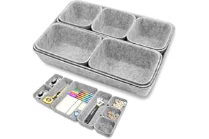 Esteopt Pack of 8 Felt Drawer Organiser, Stackable Felt Storage Boxes, Drawer Organiser System, Dressing Table Organiser, Dra