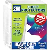 Samsill 200 Pack Heavy Duty Sheet Protectors, Non-Glare, 8.5x11 Inch Page Protectors for 3 Ring Binder, Letter Size Protectors, Reinforced Holes, Non-Glare Protector, Top Loading, Acid Free