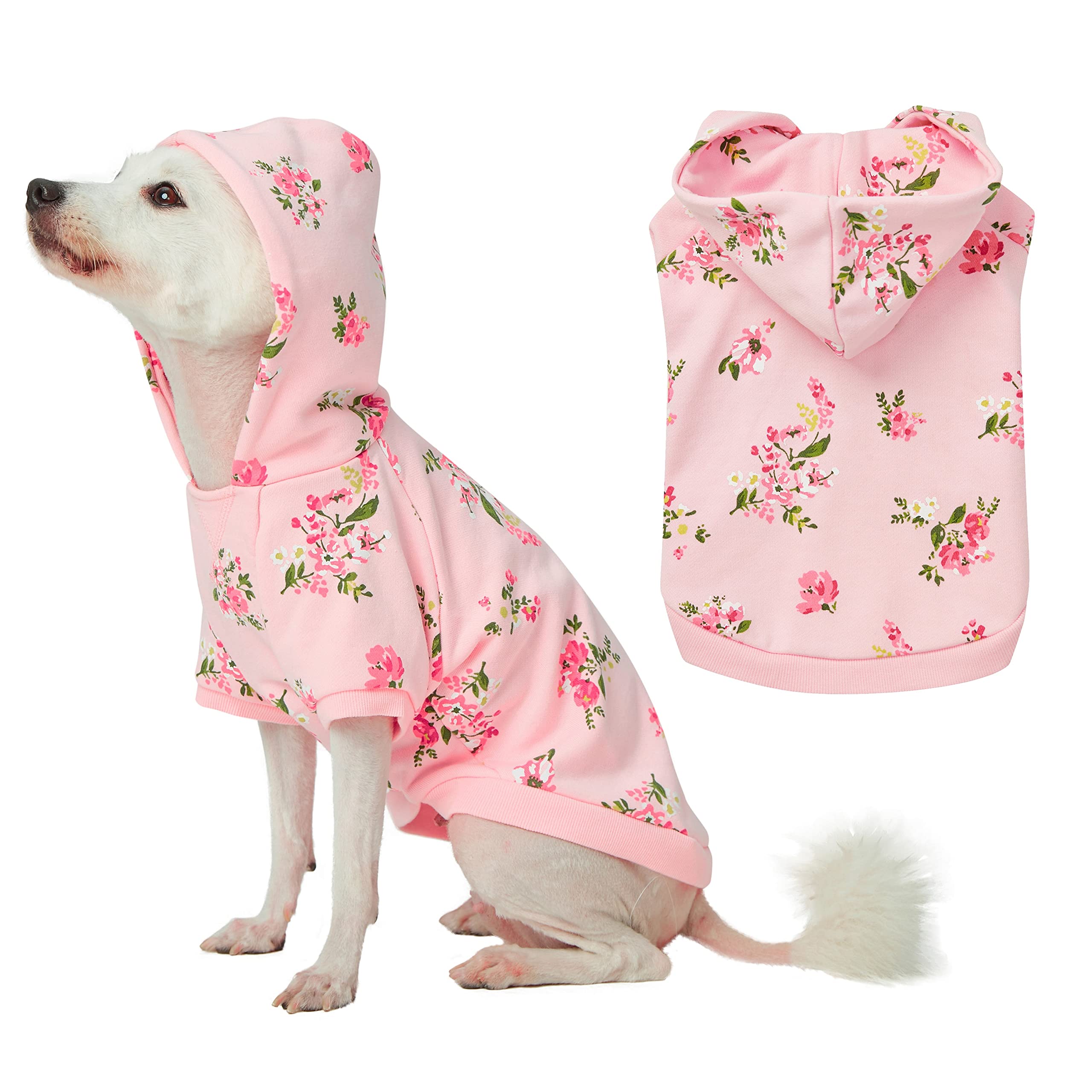 Blueberry Pet 2019 New Spring Scent Inspired Daisy Flower Pullover Dog Hooded Sweatshirt in Baby Pink, Back Length 41cm, Pack of 1 Clothes for Dogs