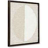 Signature Design by Ashley Bachard Minimalist Square Woven Geometric Wall Decor 30 x 30 Inches, Beige & White