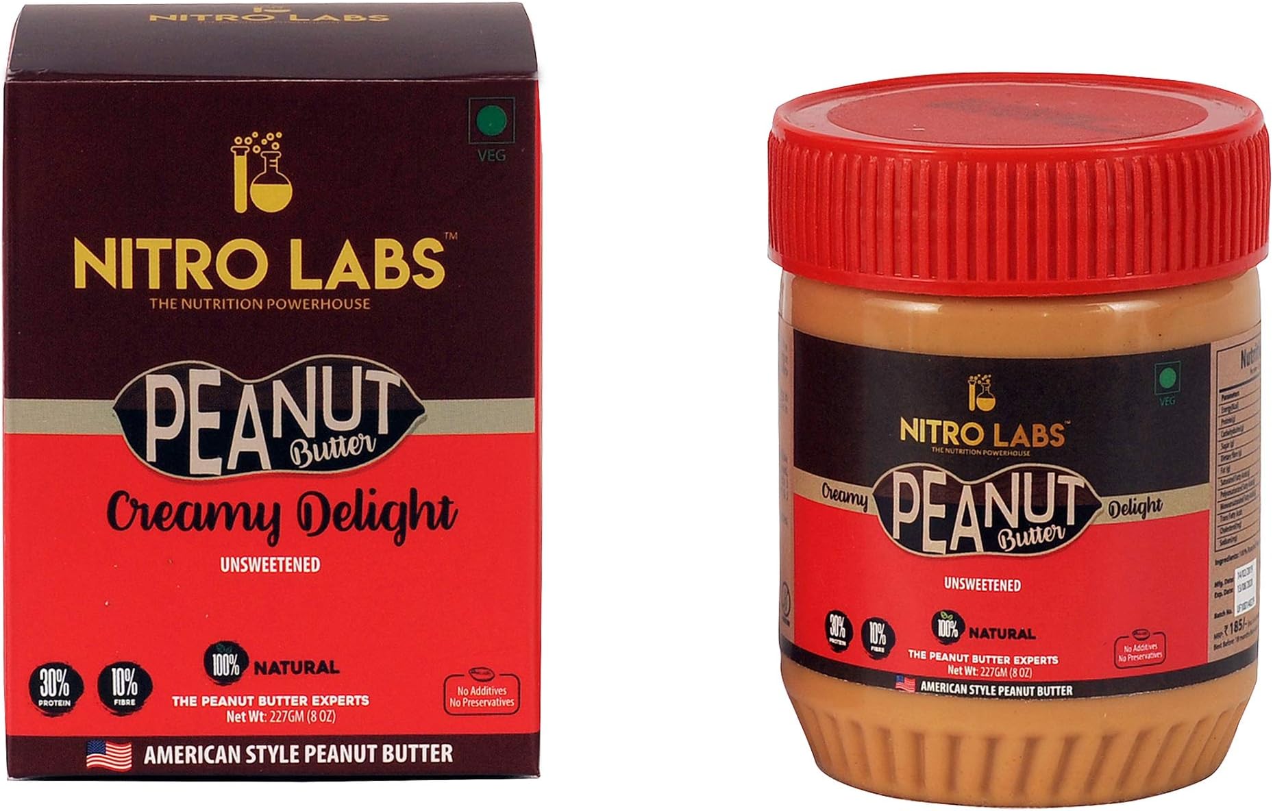 Nitro Labs Gluten Free Peanut Butter, 227 G