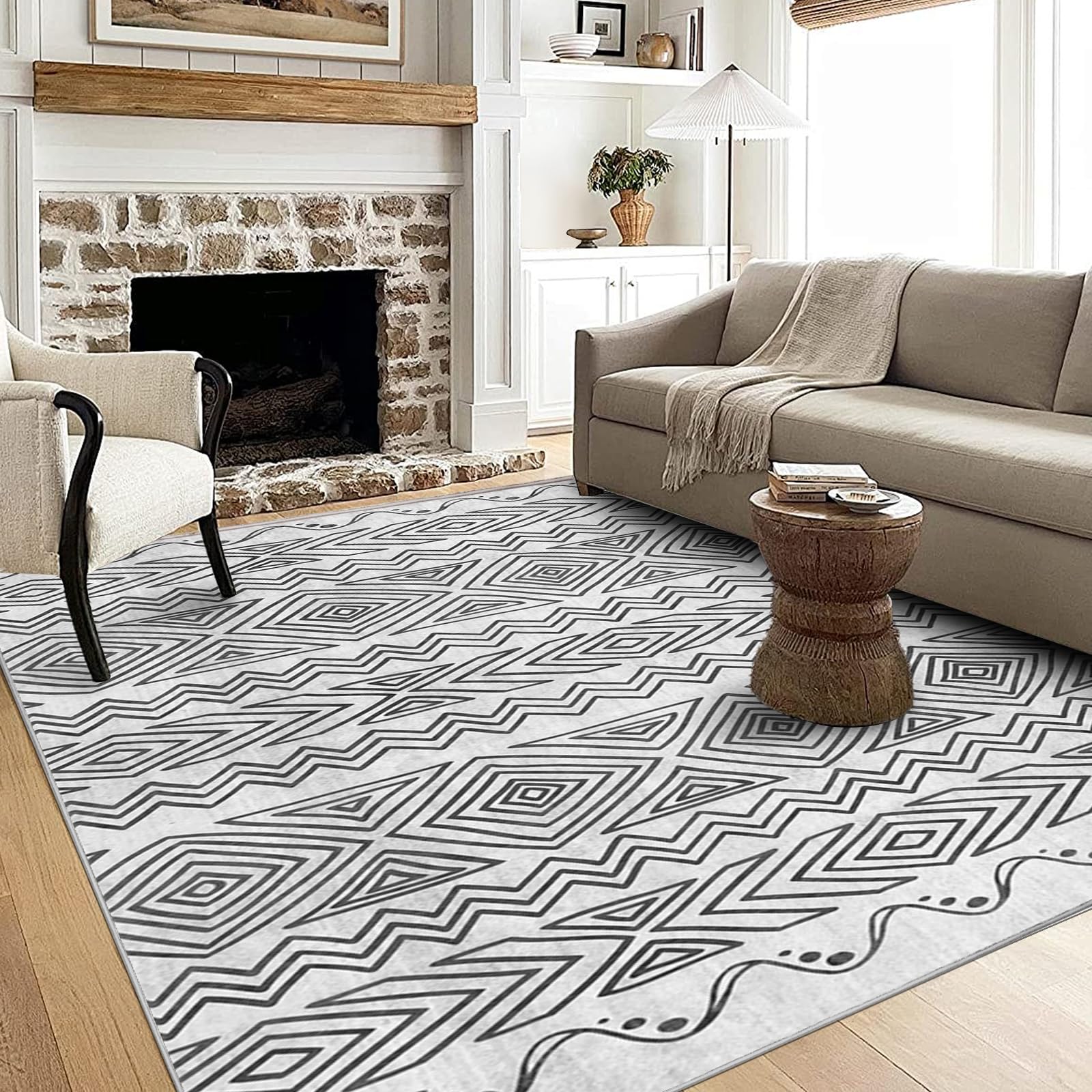 Photo 1 of 4’x6’ Washable Area Rugs Non Slip Foldable Low Pile Area Rugs for Bedroom Dining Table Office