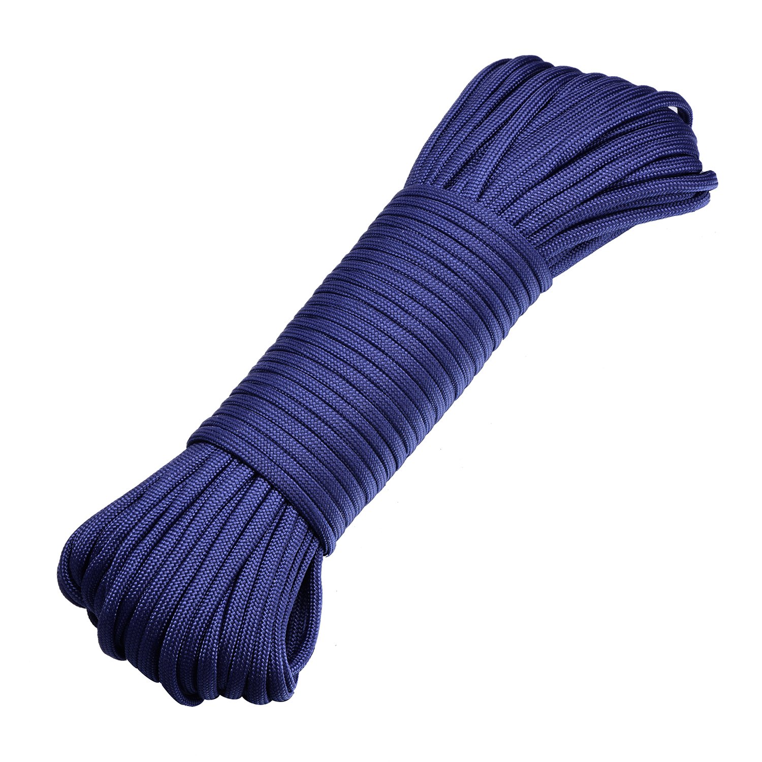 DonDon 98 ft - 30 m nylon cord Paracord survival DIY rope cord for outdoor camping activities 0.6 inch - 4 mm - 7 strands dark blue