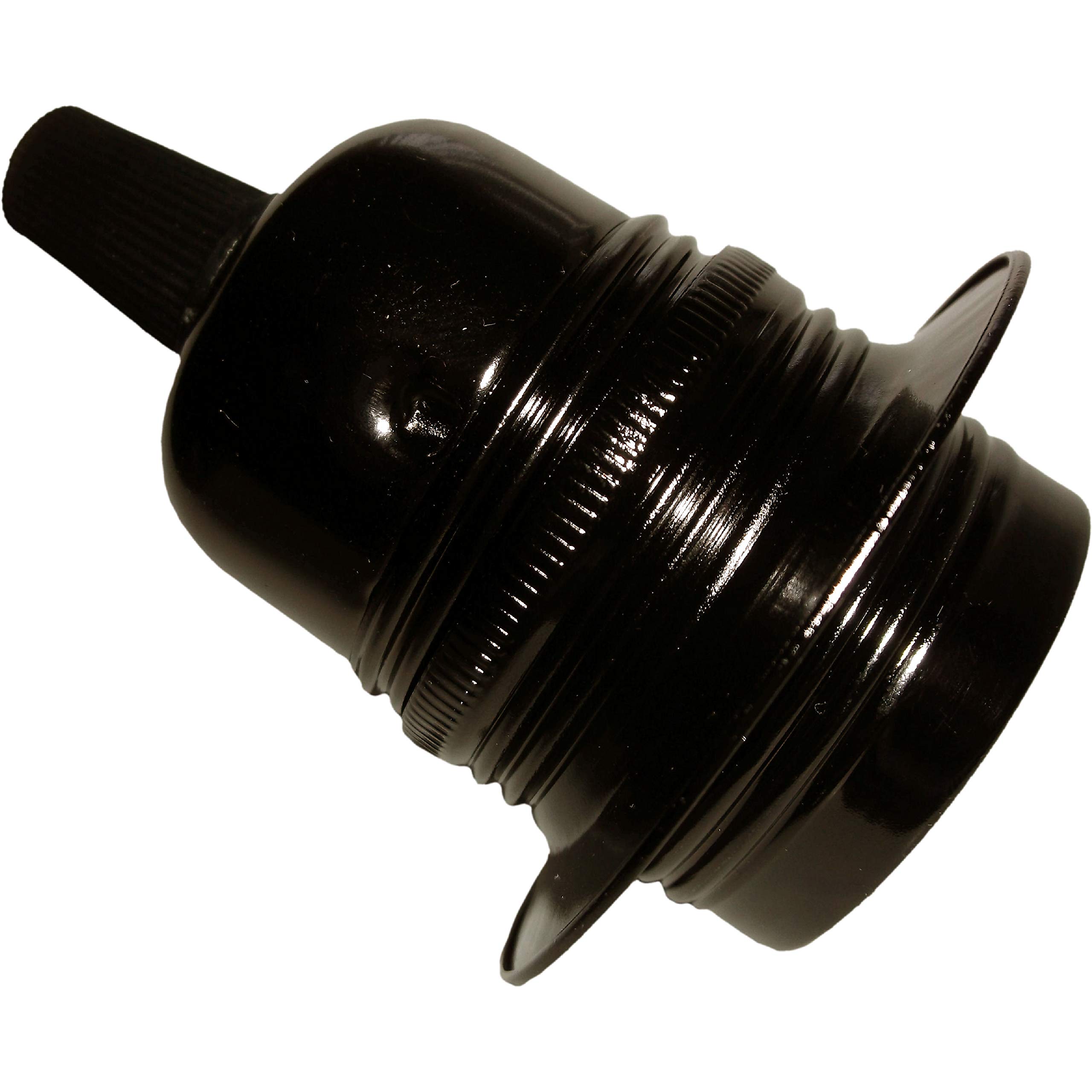 Edison Screw (E27) Metal and Ceramic Earthed Lampholder in Dark Bronze Finish with Metal Cord Grip