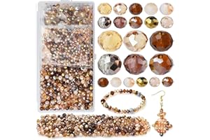 KINGSHINE Faceted Rondelle Glass Beads for Jewelry Making AB Color 1000pcs Crystal Spacer Beads,Assorted Jewelry Beads for Bracelets Necklaces Accessories