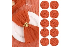 FANI 60 Pack Gauze Cheesecloth Napkins Wrinkled Table Napkins Soft Cotton Cloth Napkins Rustic Decorative Napkins for Weddings Party Dinner Table Everyday Use, 20 x 20 Inch (Burnt Orange)