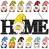 Yookeer 13 Pcs Interchangeable Home Gnome Wood Sign 3D Easter Spring Seasonal Door Decor Rustic Farmhouse Home Decoration for Holiday Wall Decor Gift(Black and White Stripes)