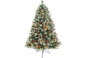 SENNOUL Prelit Christmas Tree with Lights 6ft - Premium Artificial Christmas Tree, with 874 Branch Tips and 250 Warm Lightsm, Support Automatique, Easy Assembly,Perfect Choice for Xmas Decorations