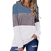 Halife Women's Long Sleeve Color Block Tunic Tops Crewneck Pullover Sweatshirts Fall Shirts Blouses