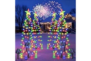 AOUNQ 24" Spiral Solar Christmas Tree Outdoor Decorations 4 Pack - Upgrade 80 LEDs Multicolor Solar Christmas Lights with 8 Lighting Modes, Waterproof Pre-lit Xmas Tree for Pathway Garden Patio Yard