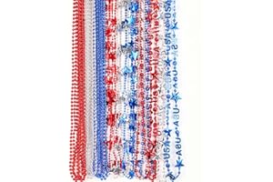 JULBEAR 4th of July Beads Necklaces, 24pcs Patriotic Star Bead Necklace for Independence Day Party Favors Carnival Decorations Accessories Supplies