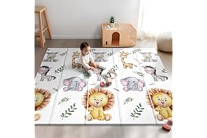 NOONKTY 79x71 Extra Large Baby Play Mat for Floor, Foldable Foam Playmat for Babies 0-12 Months & Kids, Non-Toxic Waterproof Baby Mat for Floor, Thick Playpen Mat for Tummy Time Crawling
