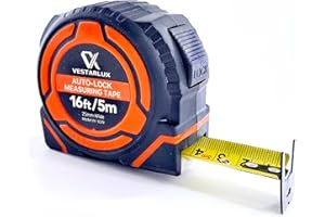 AutoLock Tape Measure 5m/16ft – Heavy Duty Self-Locking Measuring Tape with Multi-Catch Hook, 1-Inch Wide Blade, Dual Scale I