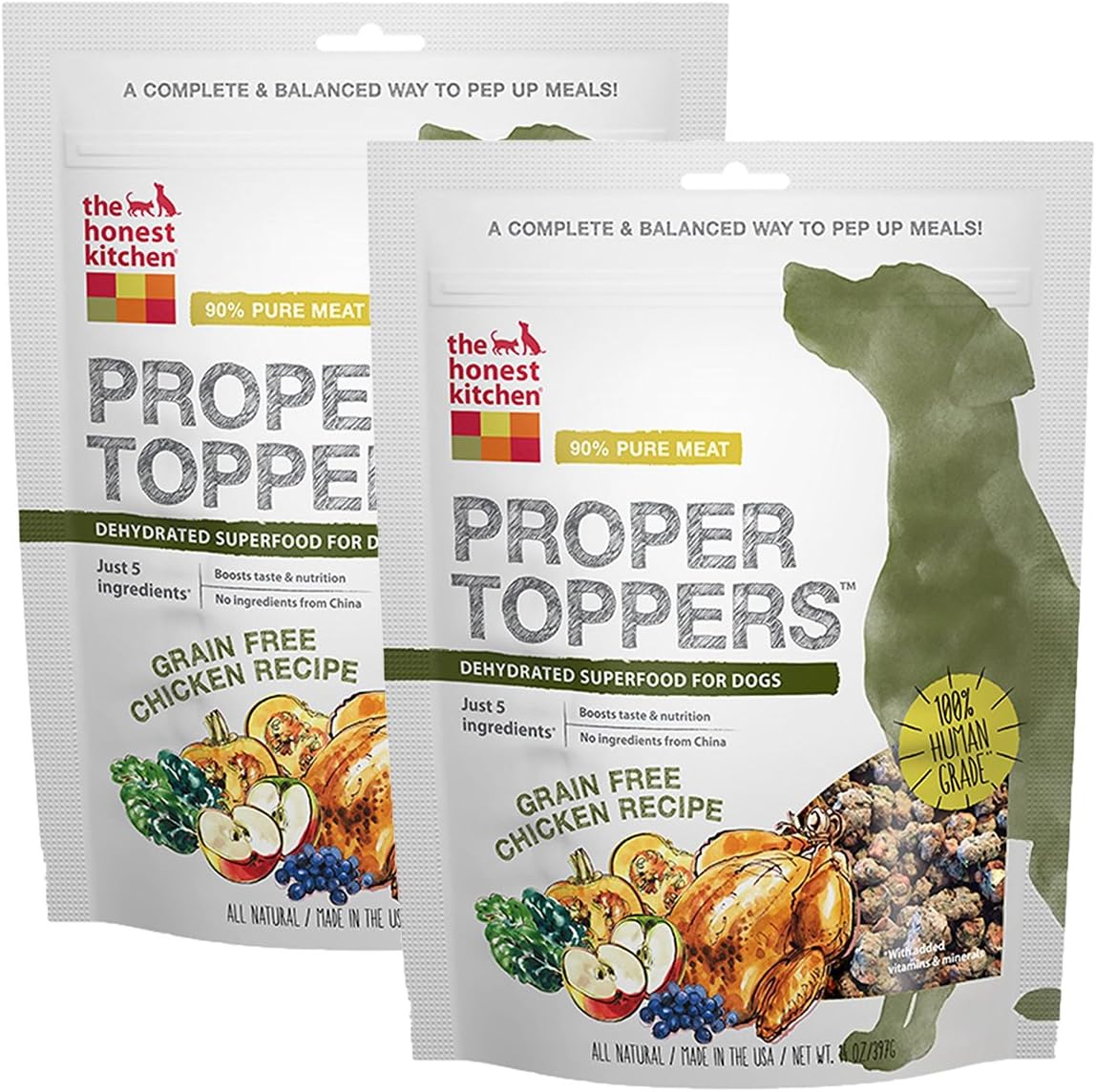Honest Kitchen The Human Grade Dehydrated Grain Free Dog Food Topper, Free Range Chicken, 28 oz