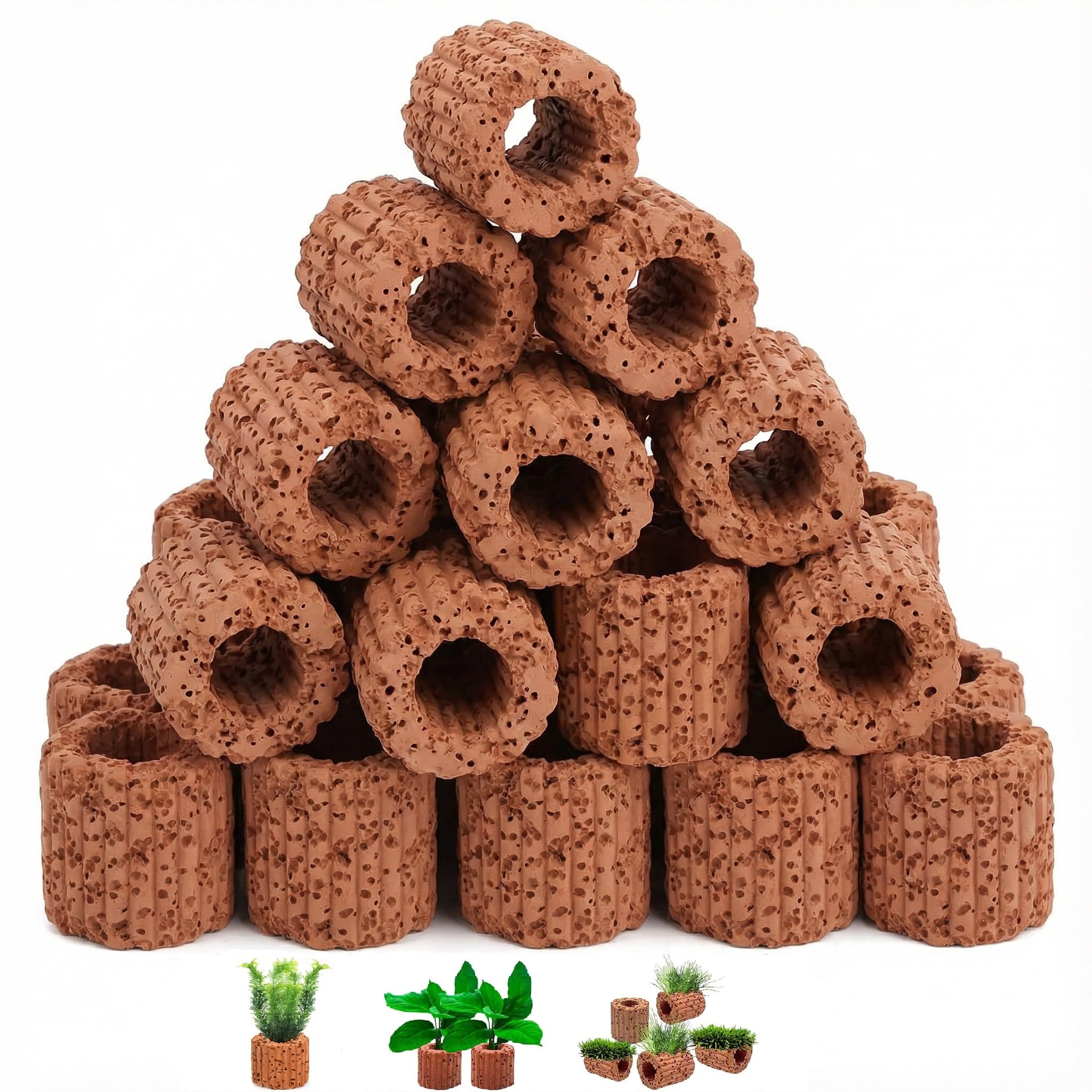 VILLCASE 20Pcs Water Plant Fixing Rings for Aquarium Decoration Plastic Aquarium Pot Holders Secure Fish Tank Plants 1 Inch Size for Aquatic Landscaping