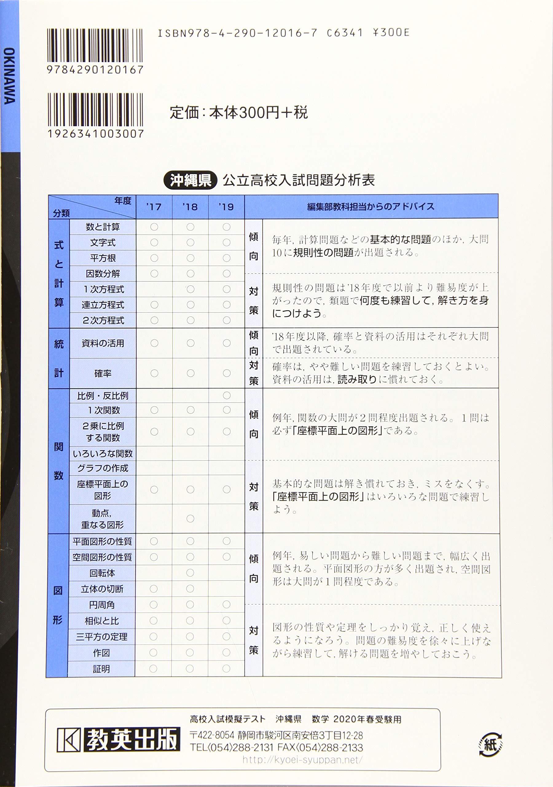 高校入試模擬テスト数学沖縄県年春受験用 本 通販 Amazon