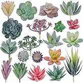 CEWOR 20pcs Artificial Flocked Succulents Mini Fake Succulent Plants Faux Premium Decor for DIY Crafting Home Floral Wall Gar