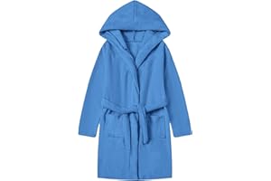 Umeyda Boys Girls Hooded Bathrobe Soft Towel Robe Kids Terry Cloth Spa Robes Sleepwear, 3-12 Years