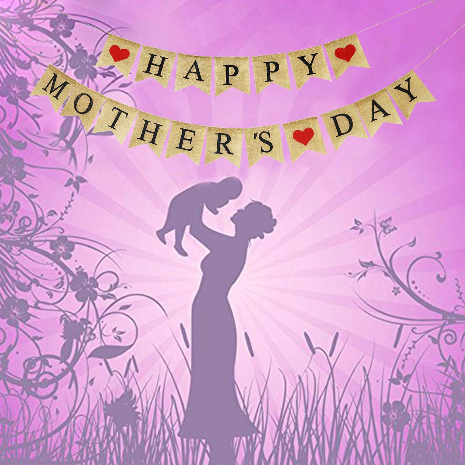 Burlap Happy Mothers Day Banner Mothers Day Gifts Ideas Partyprops