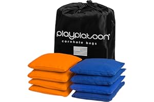 Play Platoon Premium Weather Resistant Duckcloth Cornhole Bags - Set of 8 Bean Bags for Corn Hole Game - Regulation Size & Weight