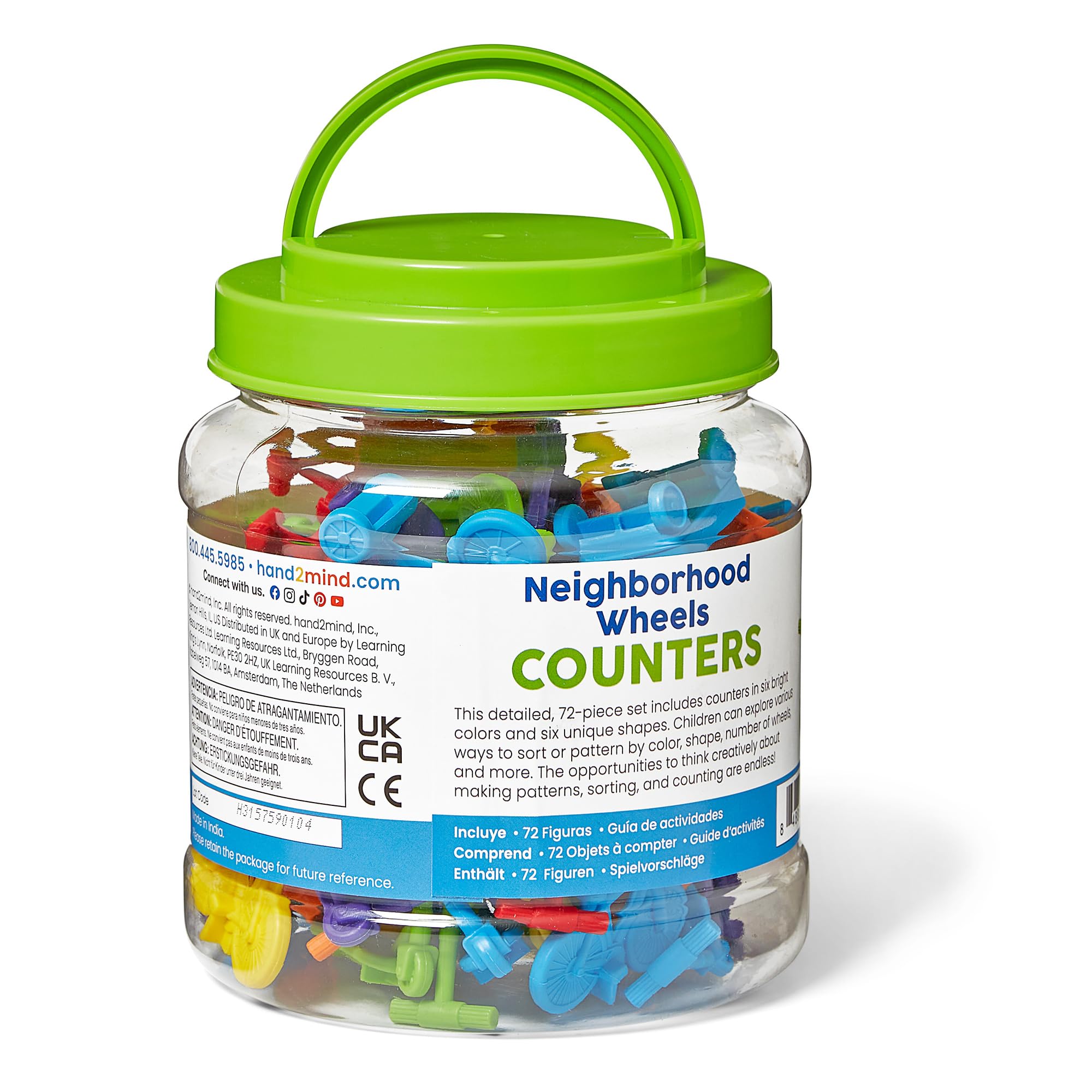 hand2mind Neighborhood Wheels Counters, Counters for Kids Math, Counting Toys, Color Sorting Toys, Transportation Toys, Math Manipulatives Kindergarten, Montessori Math Materials, Easter Egg Fillers