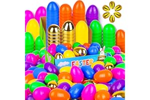 FLYSNK 50 Pack 3 Inch Large Easter Eggs Bulk Include 6 Surprise Golden Eggs, Bright Colors Fillable Plastic Easter Egg Empty for Easter Hunt, Easter Basket Stuffers Fillers Party Favors