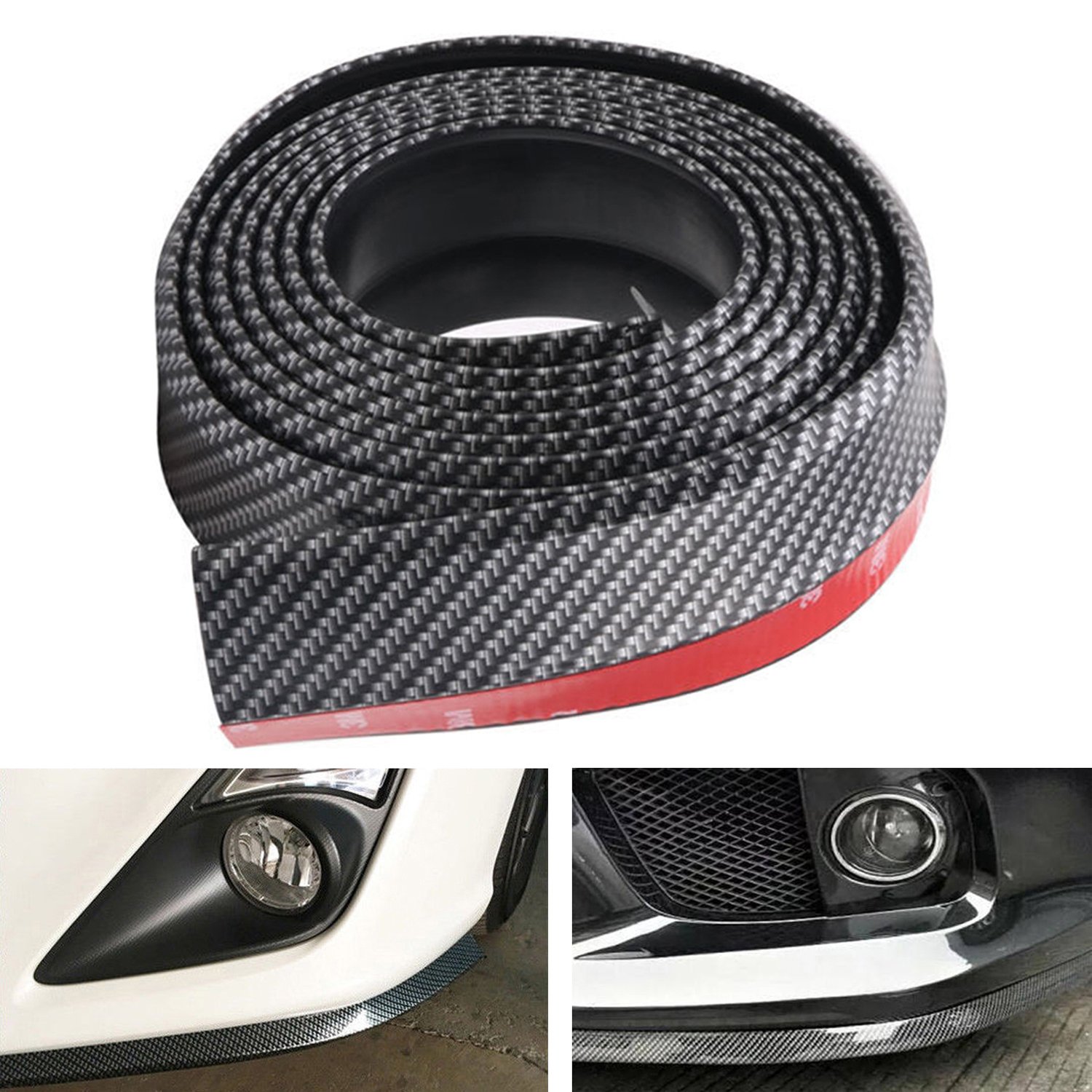 BRAUTO Front Bumper Spoiler, 2.5M/98'' Universal Rubber Lip Splitter Trim Front Bumper Protector for Cars Trucks SUV