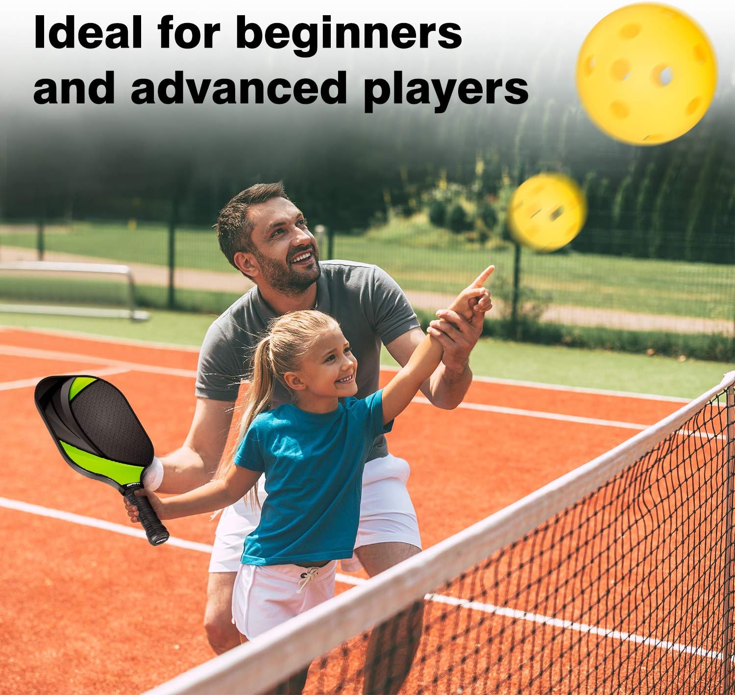 GRM Pickleball Paddles Set of 2 Graphite Pickleball Set Lightweight Pickleball Racket, Carbon Fiber Surface, Polypropylene Honeycomb Core, 2 Pickleball Paddles and 4 Balls Including Portable Carry Bag : Sports & Outdoors