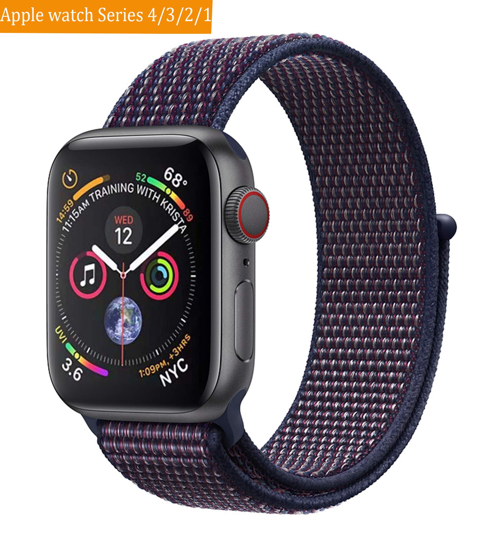 Wengerui Compatibile con Watch Cinturino 42mm/44mm, Morbido Nylon Cinturini di Ricambio Sostituzione per Watch Series 4/ Series 3/ Series 2/ Series 1 (42mm/44mm, Indaco)