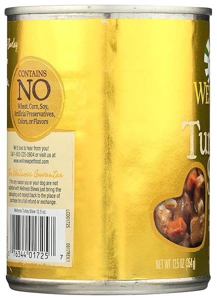 WELLNESS NATURAL PET FOOD GRAIN FREE WET CANNED DOG FOOD, TURKEY STEW, 12.5 OZ