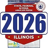 2026 Illinois State and Federal Labor Law Poster - OSHA Workplace Compliant - Mandatory Regulations Posting for Employees - All-in-One Required Compliance Posting 17" x 40" Laminated (English)