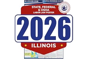 COMPLIANCE AUDIT CENTER 2026 Illinois State and Federal Labor Law Poster - OSHA Workplace Compliant - Mandatory Regulations Posting for Employees - All-in-One Required Compliance Posting 17" x 40" Laminated (English)