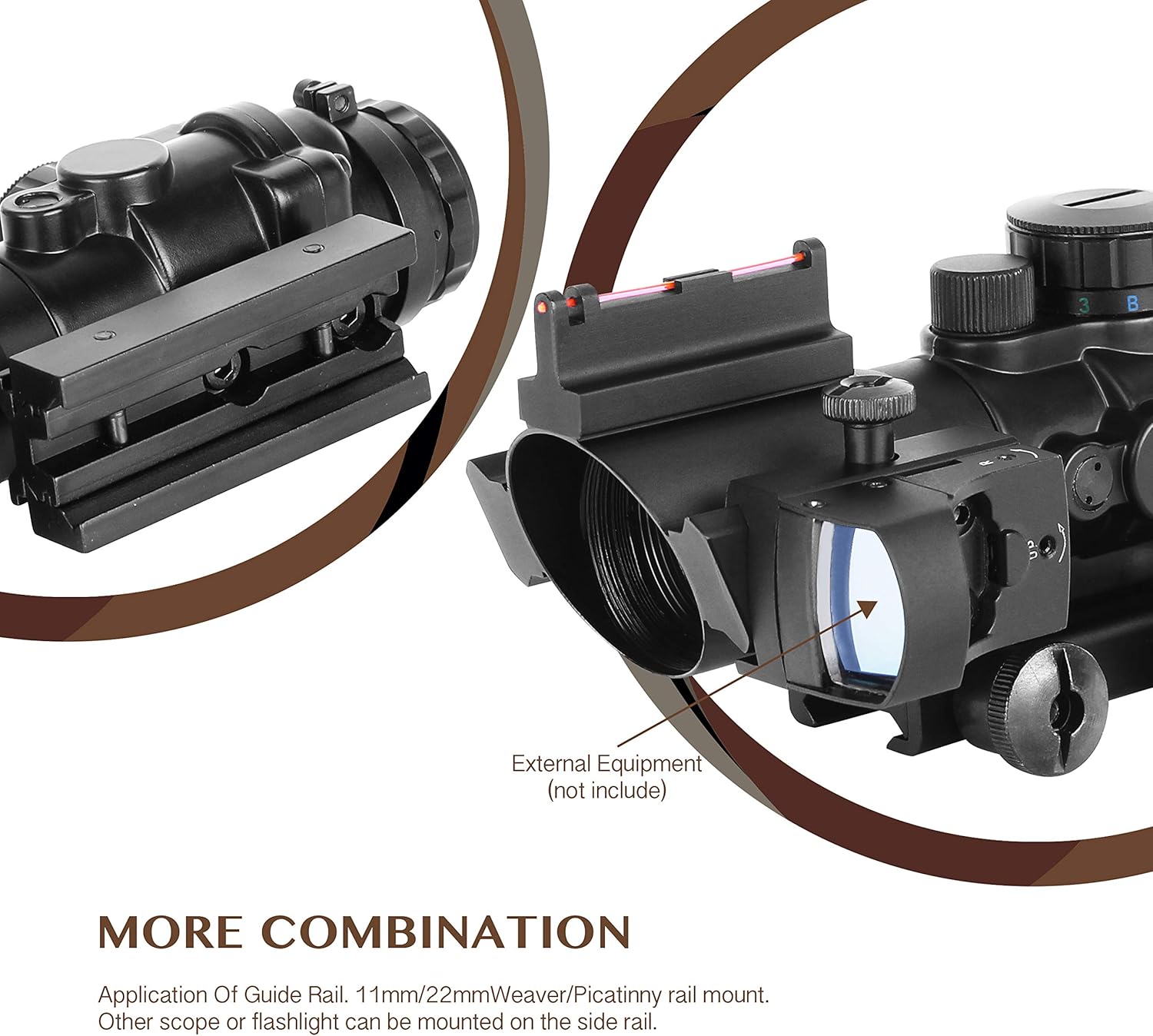 AOMEKIE Rifle Scope 4X32mm Airsoft Red Dot Sight Scope with Top Fiber Optic Sight and 11mm/22mm Picatinny Rail Mount for Hunting - Image 5