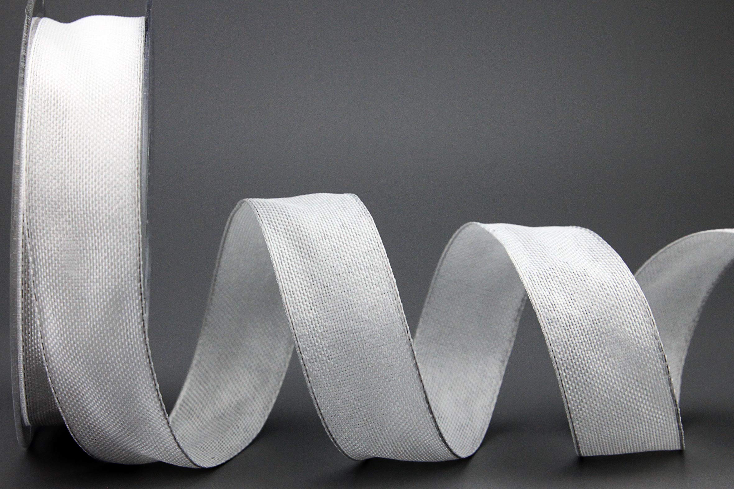 Decorative Ribbon Oliver White (101) 20 m x 25 mm (Roll) Fabric Ribbon with Wire Edges Slightly Shiny Linen Look Taffeta Ribbon Coarse Woven Gift Ribbon Elegant Decoration Christmas Advent Premium