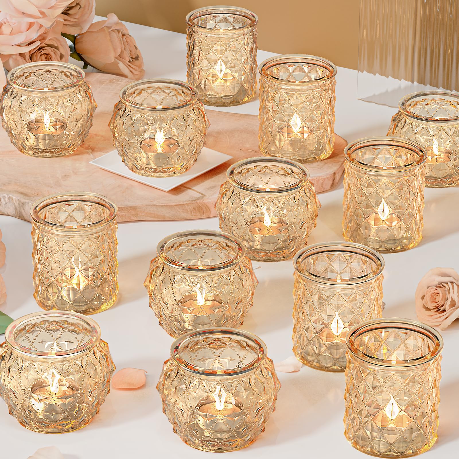 Photo 1 of 36pcs Gold Votive Candle Holders for Table Centerpiece, Glass Tea Light Candle Holder Set for Wedding Decor Home Party Decoration