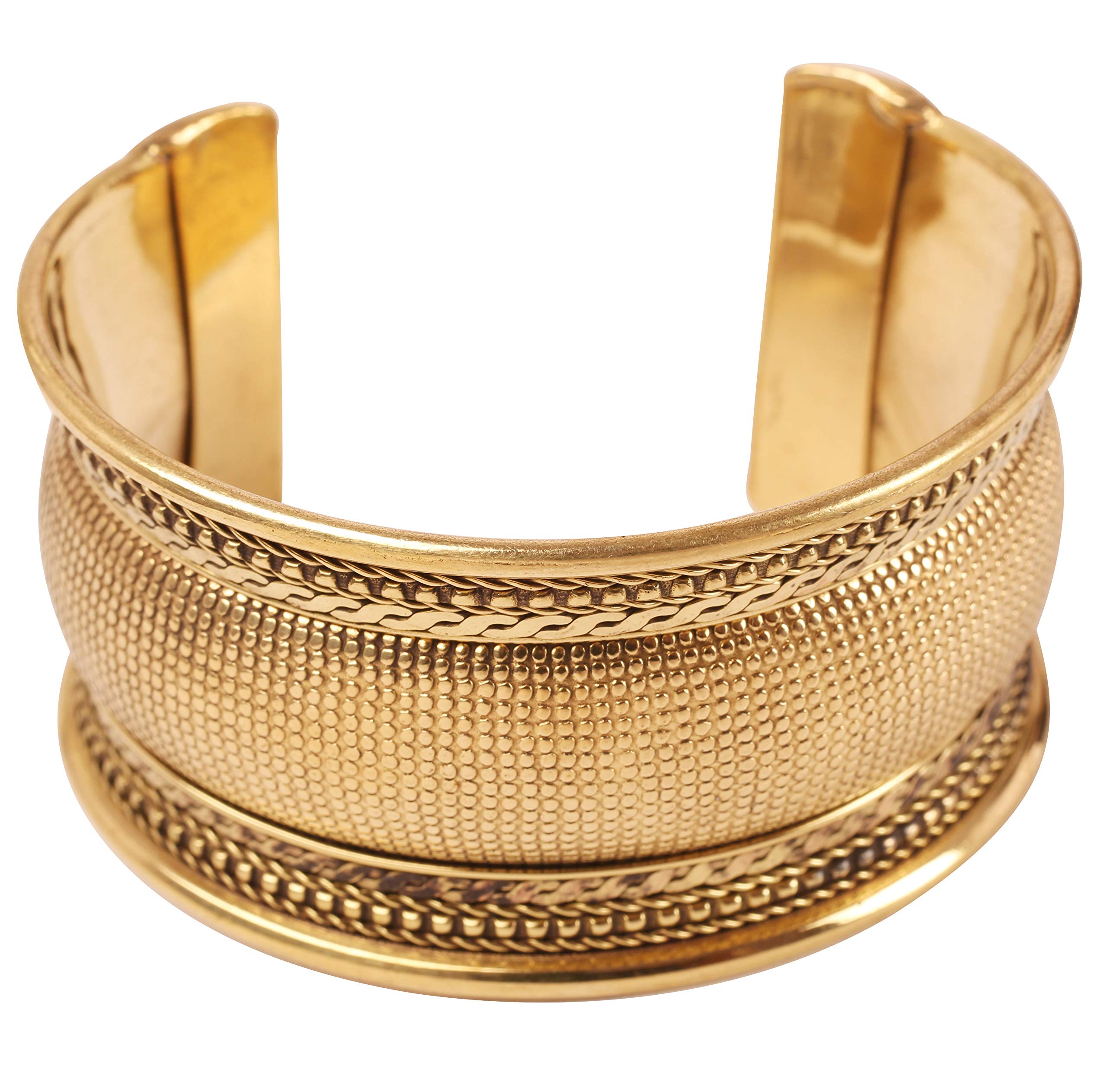 Touchstone NEW Indian Bollywood Desire Brass Base Finely Hammered Braided Wires Stylish Wrist Enhancer 1.40 Inches Free Size Cuff Bracelet In Antique Gold Tone For Women.