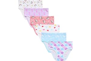 Slenily Little Girls' Soft Cotton Underwear Kids Cool Breathable Comfort Panty Briefs Toddler Undies(Pack of 6)