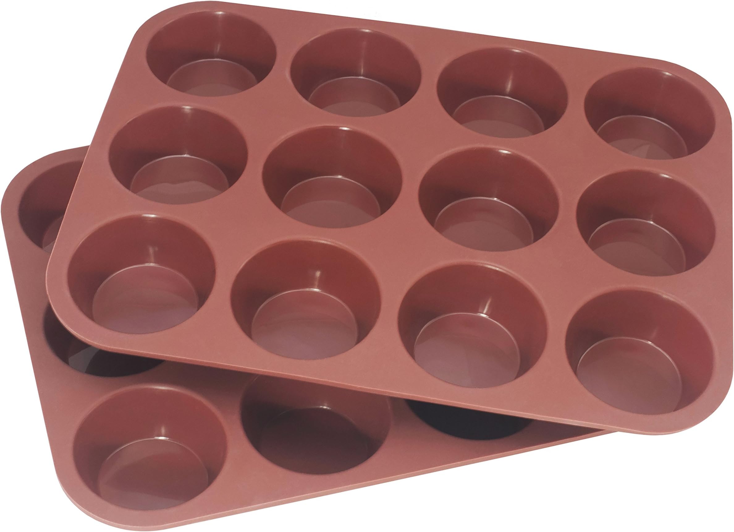 Two 12 Cup Silicone Non-Stick Muffin & Cupcake Baking Tray Pans by Bakers Guild Tools
