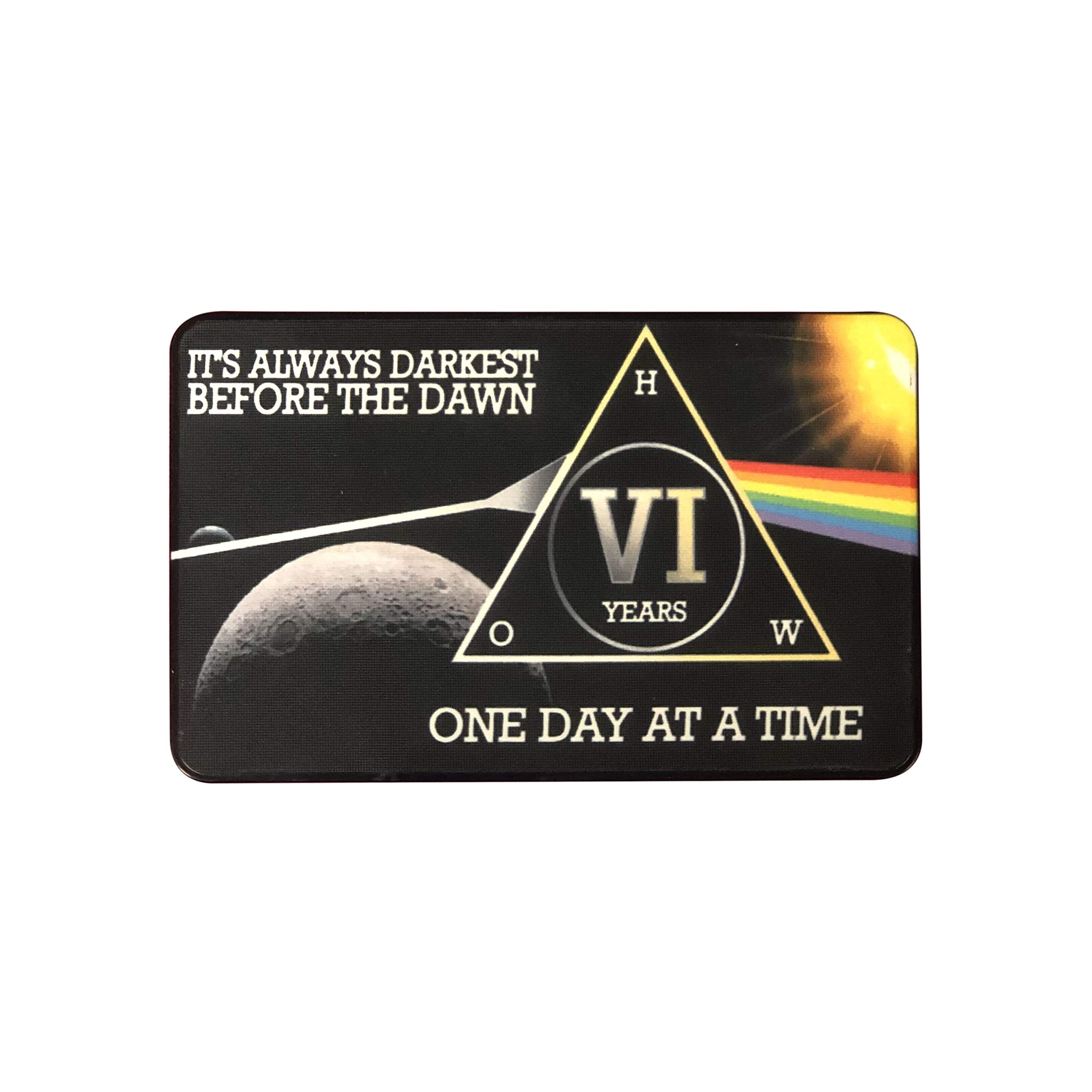 MyRecoveryStore Dark Moon One Day at A Time AA Sobriety Chip Includes 7th Step Prayer (Years 1-50 Offered) Square Recovery Chip (Year 6) — image 1