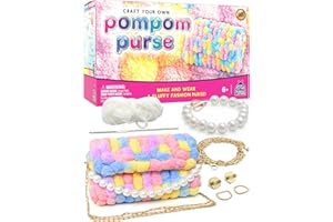 PURPLE LADYBUG Make Your Own Pompom Purse Craft Kit - Girls Arts and Crafts Ages 8-12, Gifts for Girls 6-12 Years Old, Sewing Kit for Girl Ages 8-12, Girl Christmas Gift