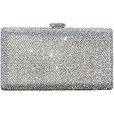 Boutique De FGG Crystal Evening Bags for Women Formal Party Box Clutch Wedding Rhinestone Handbags Bridal Clutch Purse,Mini