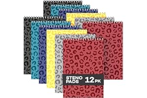 ScribbleMate Steno Pads Spiral 6x9 Assorted Colors Notebooks for Work, 80 Sheets Top Spiral Notepad Stenographer Steno Books (12 Pack, Bold Colors)